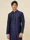 Manyavar Navy Blue Shankh Patterned Kurta Set