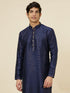 Manyavar Navy Blue Shankh Patterned Kurta Set