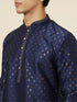 Manyavar Navy Blue Shankh Patterned Kurta Set