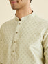 Manyavar Pista Green Foil Print Kurta Set