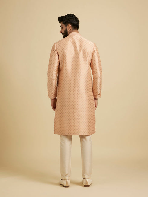 Manyavar Faded Pink Foil Print Kurta Pajama