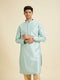 Manyavar Sea Green Kurta Pajama With Golden Motifs
