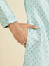 Manyavar Sea Green Kurta Pajama With Golden Motifs