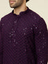 Manyavar Jamun Purple Sequin Embellished Chikankari Kurta Set