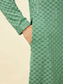 Manyavar Pastel Turquoise Blue Floral Chikankari Patterned Kurta Set