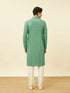 Manyavar Pastel Turquoise Blue Floral Chikankari Patterned Kurta Set
