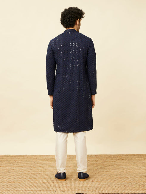 Manyavar Elegant Blue Kurta Pajama