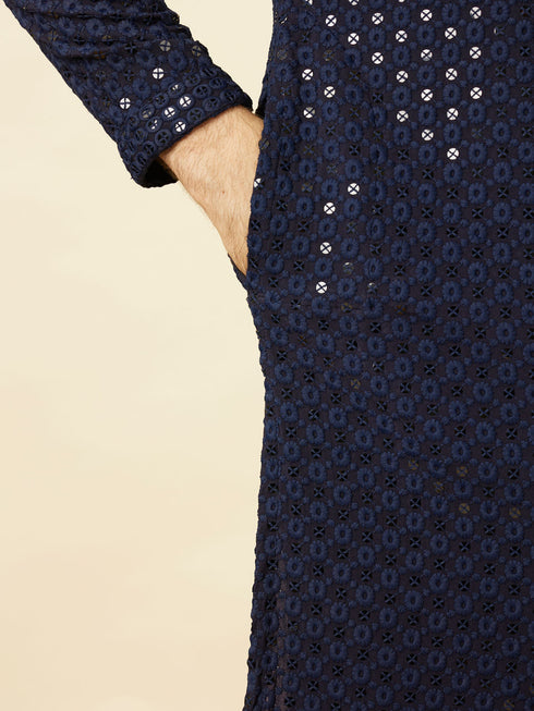 Manyavar Elegant Blue Kurta Pajama
