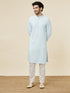 Manyavar Powder Blue Sequin Embellished Chikankari Kurta Set
