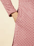 Manyavar Quartz Pink Floral Chikankari Embroidered Kurta Set