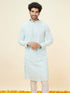 Manyavar Light Blue Sequin Embroidered Kurta Pajama