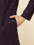 Manyavar Violet Blue Chikankari Patterned Kurta Set