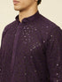 Manyavar Violet Blue Chikankari Patterned Kurta Set