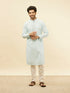 Manyavar Powder Blue Chikankari Sequinned Kurta Set