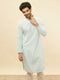 Manyavar Powder Blue Chikankari Sequinned Kurta Set