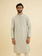 Manyavar Pale Pink and Pista Green Patterned Kurta Set