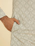 Manyavar Pale Pink and Pista Green Patterned Kurta Set