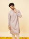 Manyavar Lavender Medallion Printed Kurta Set