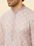 Manyavar Lavender Medallion Printed Kurta Set