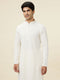 Manyavar Bright Cream Floral Chikankari Embroidered Kurta Set