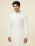 Manyavar Bright Cream Floral Chikankari Embroidered Kurta Set
