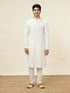 Manyavar Bright Cream Floral Chikankari Embroidered Kurta Set