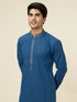 Manyavar Teal Blue Floral Chikankari Embroidered Kurta Set