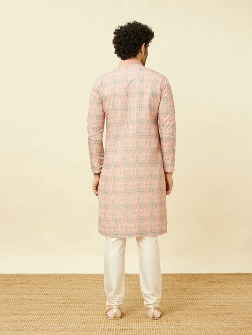 Manyavar Quartz Pink Mandala Printed Kurta Set