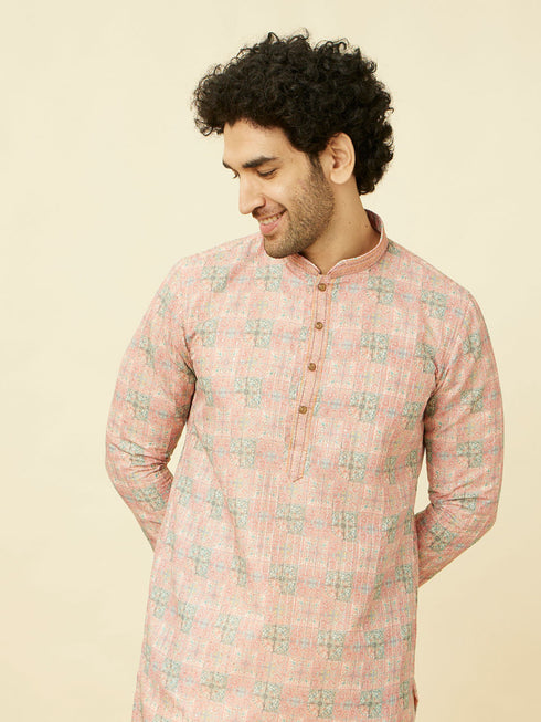 Manyavar Quartz Pink Mandala Printed Kurta Set