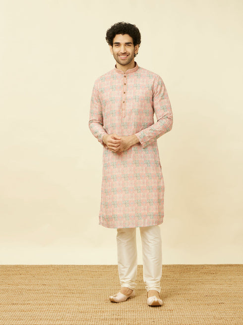 Manyavar Quartz Pink Mandala Printed Kurta Set