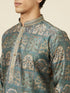Manyavar Marble Blue Tree Of Life Print Kurta Set