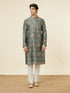 Manyavar Marble Blue Tree Of Life Print Kurta Set