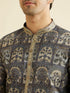 Manyavar Oxford Blue Tree Of Life Printed Kurta Set