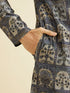 Manyavar Oxford Blue Tree Of Life Printed Kurta Set