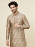 Manyavar Pista Green and Beige Diamond Patterned Kurta Set