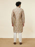 Manyavar Pista Green and Beige Diamond Patterned Kurta Set