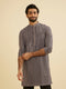 Manyavar Steel Grey Grid Patterned Sequinned Kurta Set