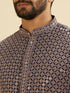 Manyavar Steel Grey Grid Patterned Sequinned Kurta Set