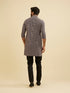 Manyavar Steel Grey Grid Patterned Sequinned Kurta Set