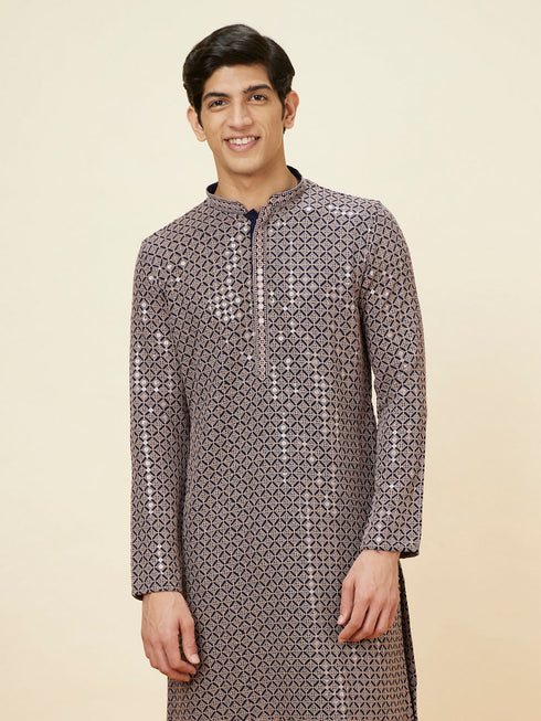 Manyavar Dove Grey Chikankari Sequined Kurta Set