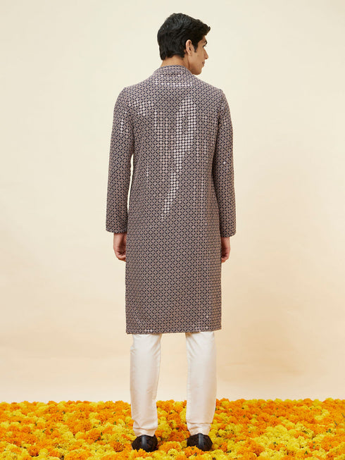 Manyavar Dove Grey Chikankari Sequined Kurta Set