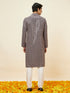 Manyavar Dove Grey Chikankari Sequined Kurta Set