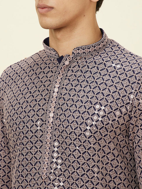 Manyavar Dove Grey Chikankari Sequined Kurta Set