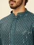 Manyavar Teal Blue Chikankari Kurta Set