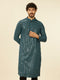 Manyavar Teal Blue Chikankari Kurta Set
