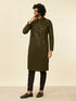 Manyavar Olive Green Chikankari Kurta Set