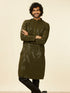 Manyavar Olive Green Chikankari Kurta Set