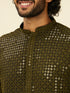 Manyavar Olive Green Chikankari Kurta Set