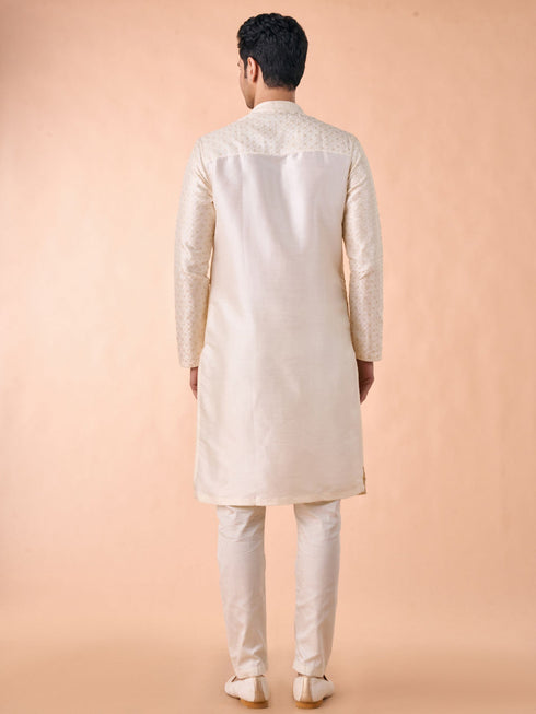 Manyavar Regal Cream Delight Kurta Pajama