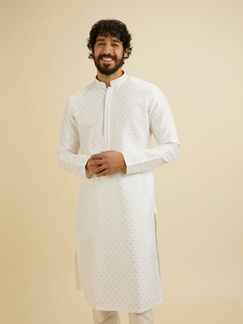 Manyavar White Elegance Kurta Pajama
